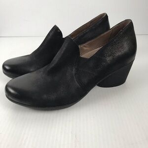 Dansko Robin Black Leather Heeled Loafer Booties Womens US 7.5 / EU 38